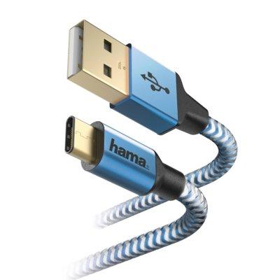 Kabel HAMA Reflected USB Typ A-USB typ C 1.5M Niebieski