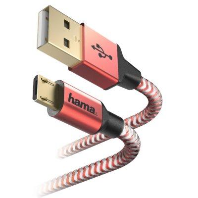 Kabel micro USB HAMA Reflected 1.5M, Czerwony