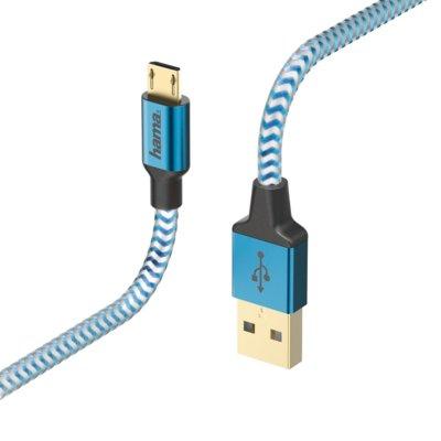 Kabel micro USB HAMA Reflected 1.5M, Niebieski
