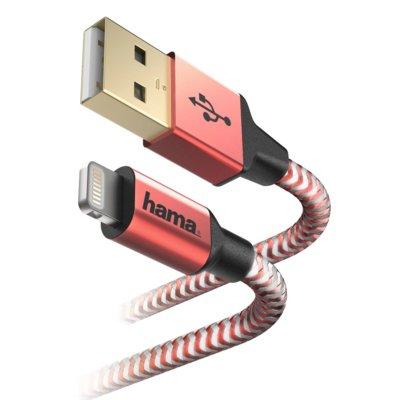 Kabel USB HAMA Reflected Lightning 1.5M, Czerwony