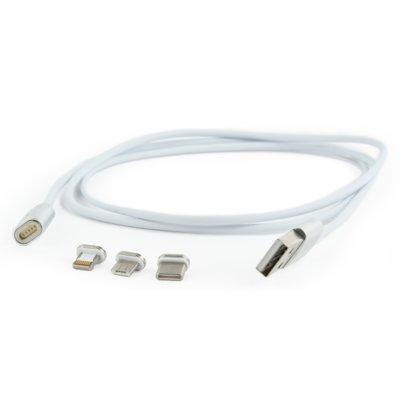 Magnetyczny kabel USB GEMBIRD Cablexpert 3w1 1m Srebrny CC-USB2-AMLM31-1M