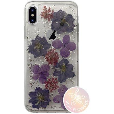 Etui PURO Glam Hippie Chic Cover do Apple iPhone XS/X prawdziwe płatki kwiatów fioletowe IPCXHIPPIEC2VIO