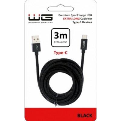 Kabel WG USB Typ-C 3 Metry Nylon Czarny