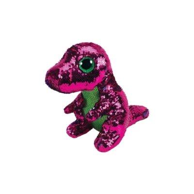Maskotka TY INC Beanie Boos Flippables Stompy - różowy zielony dinozaur z cekinami 28 cm