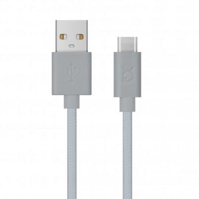 Kabel USB XQISIT 34139 Cotton Cable Type C 3.0 to USB A 180cm Srebrny
