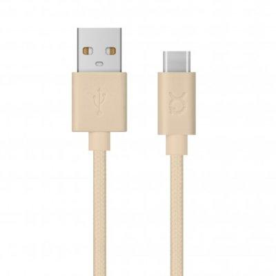 Kabel USB XQISIT 34142 Cotton Cable Type C 3.0 to USB A 180cm Złoty