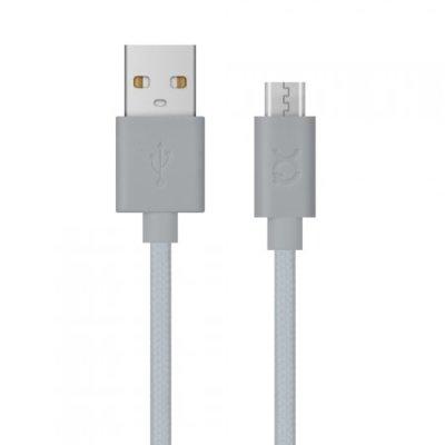Kabel USB XQISIT 34137 Cotton Cable microUSB to USB 180cm Srebrny