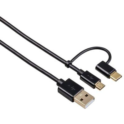 Kabel microUSB/USB-C HAMA 1m Czarny 54512