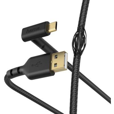 Kabel HAMA Ładujący/data Stand USB-A - microUSB 1.5m Czarny