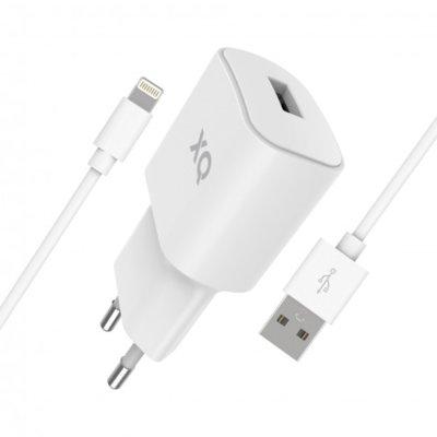 Ładowarka sieciowa XQISIT Travel Charger Single USB 2,4A + kabel Lightning Biały
