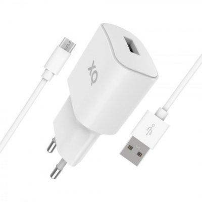 Ładowarka sieciowa XQISIT Travel Charger Single USB 2,4A + kabel microUSB Biały