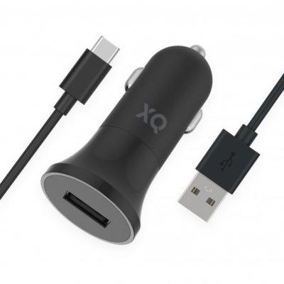 Ładowarka samochodowa XQISIT Car Charger 1xUSB 2,4A + kabel USB C Czarny