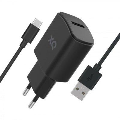 Ładowarka sieciowa XQISIT Travel Charger Single USB 2,4A + kabel USB C Czarny