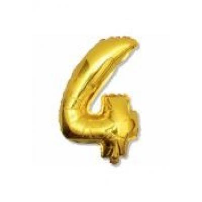 Balon foliowy "cyfra 4", złota, 92 cm
