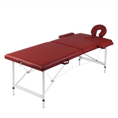 Emaga czerwony składany stół do masażu 2 strefy z aluminiową ramą