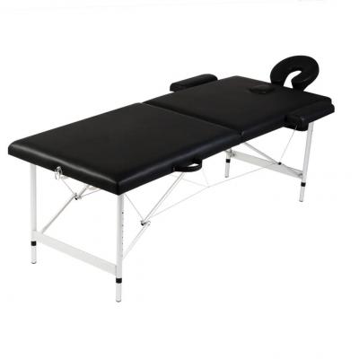 Emaga czarny składany stół do masażu 2 strefy z aluminiową ramą