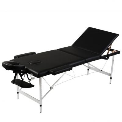 Emaga vidaxl składany stół do masażu z aluminiową ramą, 3 strefy, czarny