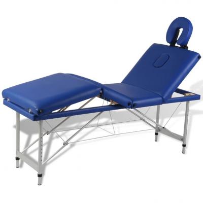 Emaga niebieski składany stół do masażu 4 strefy z aluminiową ramą
