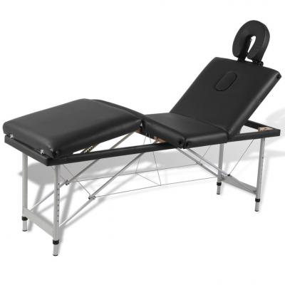 Emaga czarny składany stół do masażu 4 strefy z aluminiową ramą