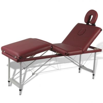 Emaga czerwony składany stół do masażu 4 strefy z aluminiową ramą