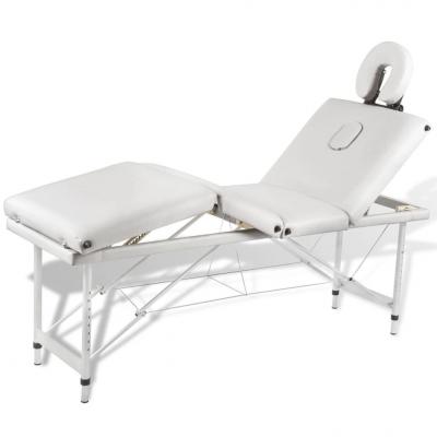 Emaga kremowo-biały składany stół do masażu 4 strefy z aluminiową ramą
