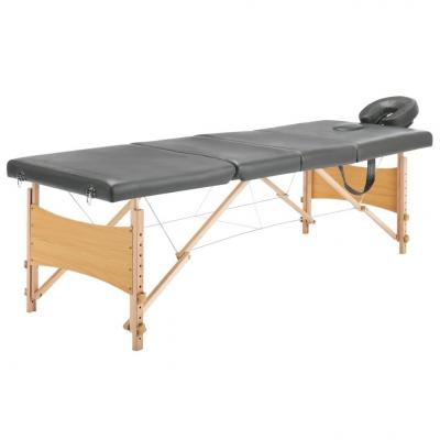 Emaga vidaxl stół do masażu z 4 strefami, drewniana rama, antracyt, 186x68cm