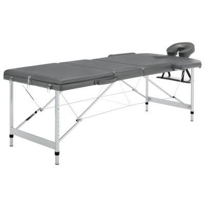 Emaga vidaxl stół do masażu, 3 strefy, rama z aluminium, antracyt, 186x68cm