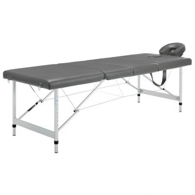 Emaga vidaxl stół do masażu, 4 strefy, rama z aluminium, antracyt, 186x68cm