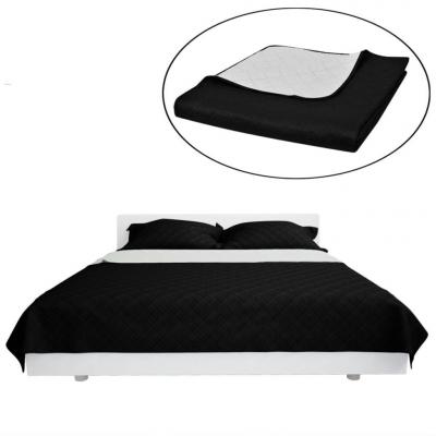 Emaga dwustronna pikowana narzuta na łóżko czarna/biała 170 x 210 cm
