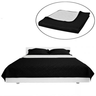 Emaga dwustronna pikowana narzuta na łóżko czarna/biała 230 x 260 cm