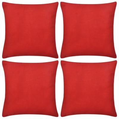 Emaga 4 czerwone bawełniane poszewki na poduszki 40 x 40 cm