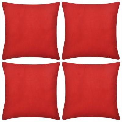 Emaga 4 czerwone bawełniane poszewki na poduszki 50 x 50 cm