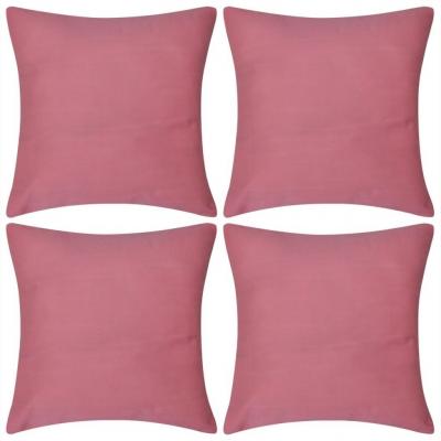 Emaga 4 różowe bawełniane poszewki na poduszki 50 x 50 cm