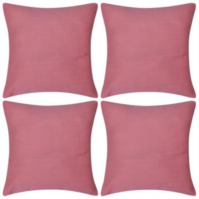Emaga 4 różowe bawełniane poszewki na poduszki 40 x 40 cm