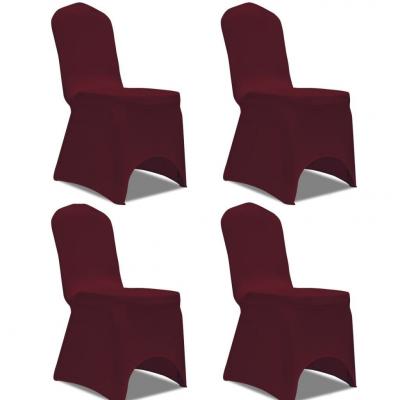 Emaga vidaxl elastyczne pokrowce na krzesło bordowe 4 szt.