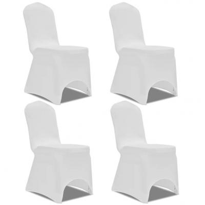 Emaga vidaxl elastyczne pokrowce na krzesła, 4 szt., białe