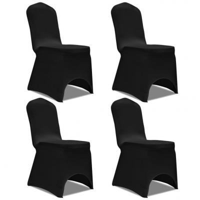 Emaga vidaxl elastyczne pokrowce na krzesło czarne 4 szt.