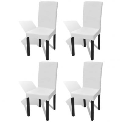 Emaga vidaxl elastyczne pokrowce na krzesło w prostym stylu, białe, 4 szt.