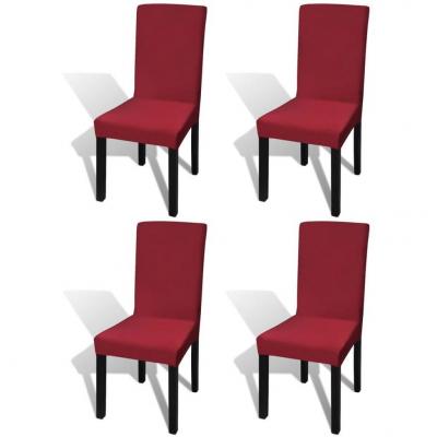 Emaga vidaxl elastyczne pokrowce na krzesła w prostym stylu, bordo 4 szt.