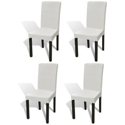 Emaga vidaxl elastyczne pokrowce na krzesło w prostym stylu kremowe, 4 szt.