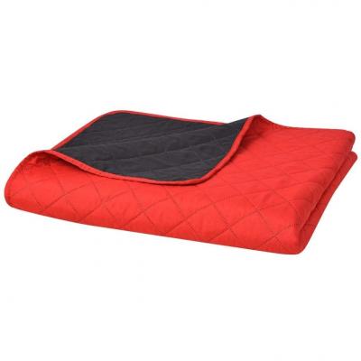 Emaga vidaxl dwustronna, pikowana narzuta na łóżko 230x260 cm, czerwona i czarna