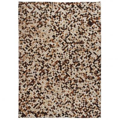 Emaga vidaxl patchworkowy dywan ze skóry bydlęcej, 80x150 cm, brązowo-biały