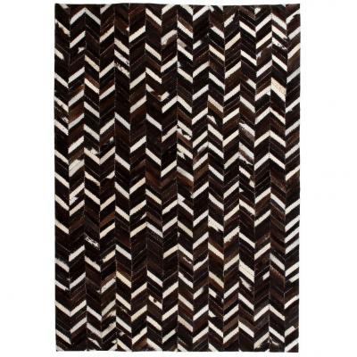 Emaga vidaxl dywan ze skóry, patchwork w jodełkę, 120x170 cm, czarno-biały