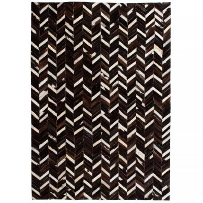 Emaga vidaxl dywan ze skóry, patchwork w jodełkę, 80 x 150 cm, czarno-biały