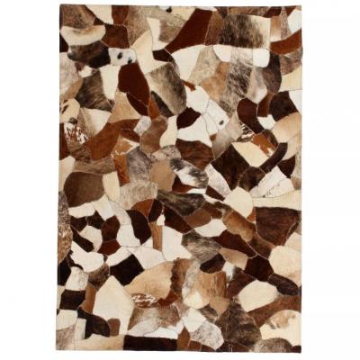 Emaga vidaxl dywan ze skóry bydlęcej, patchwork, 80x150 cm, brązowo-biały
