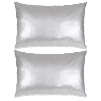 Emaga vidaxl 2-częściowy zestaw poduszek, pu, 40x60 cm, srebrny