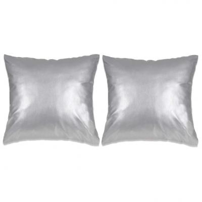 Emaga vidaxl 2-częściowy zestaw poduszek, pu, 60x60 cm, srebrny