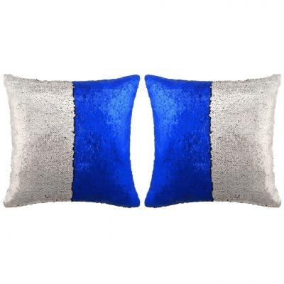 Emaga vidaxl zestaw 2 poduszek z cekinami 60x60 cm niebieski i srebrny