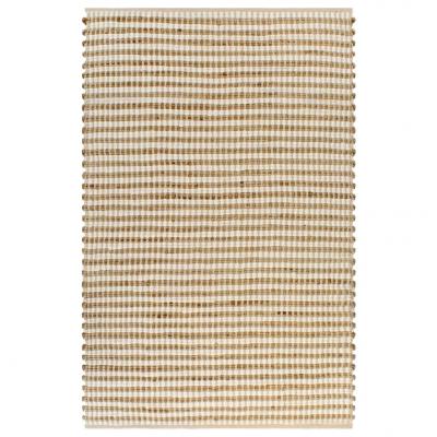 Emaga vidaxl ręcznie tkany dywan, juta, 120 x 180 cm, naturalny i biały