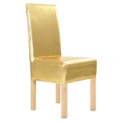 Emaga vidaxl elastyczne pokrowce na proste krzesła, 4 szt., złote